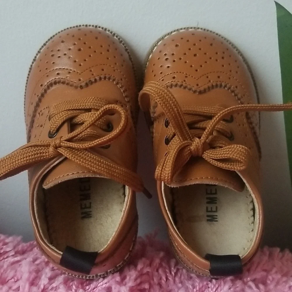Toddler Oxford Lace Up Faux Leather  Brown Shoes Size US7 Euro24